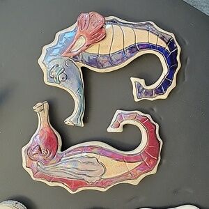 Vintage Blue Sky Heather Goldminc Seahorse Wall Decor 2000